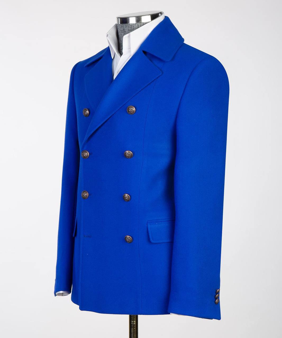 Blue Double Breasted Coat for Men