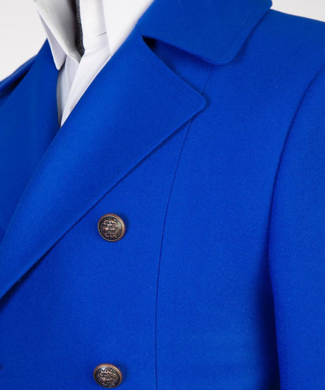 Blue Double Breasted Coat for Men