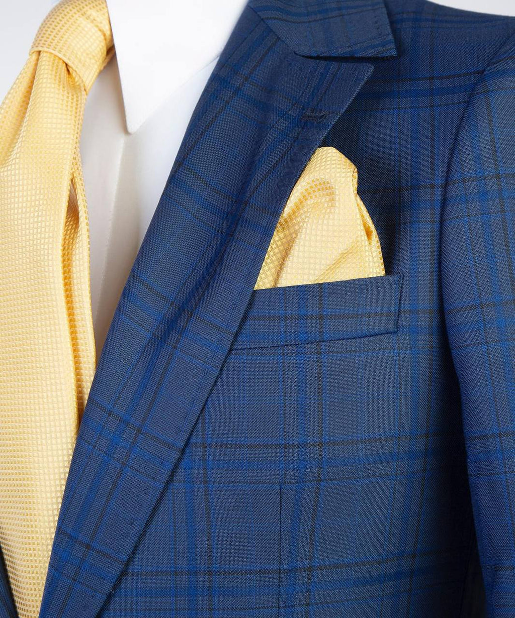 Men's Plaid Suit with Buttoned Belt