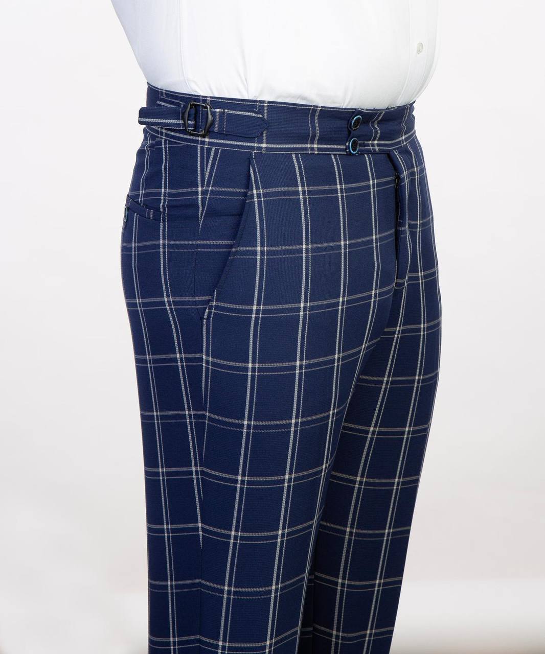 Plaid 3-Piece Suit-Navy