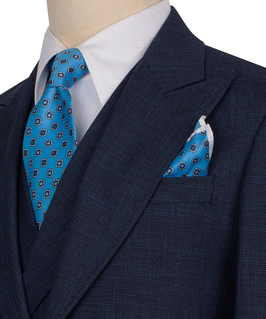 Classic 3-Piece Navy Checkered Suit
