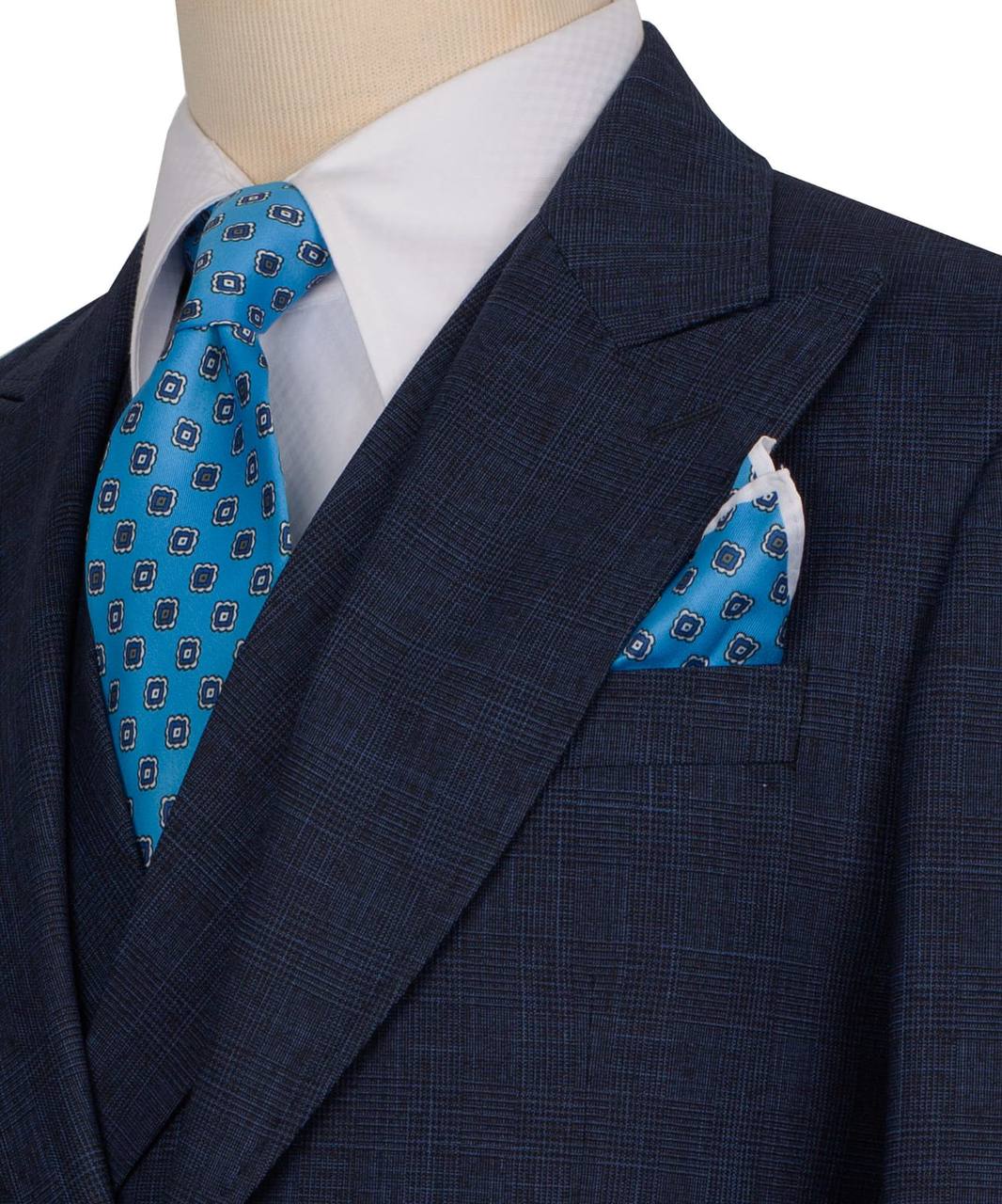 Classic 3-Piece Navy Checkered Suit