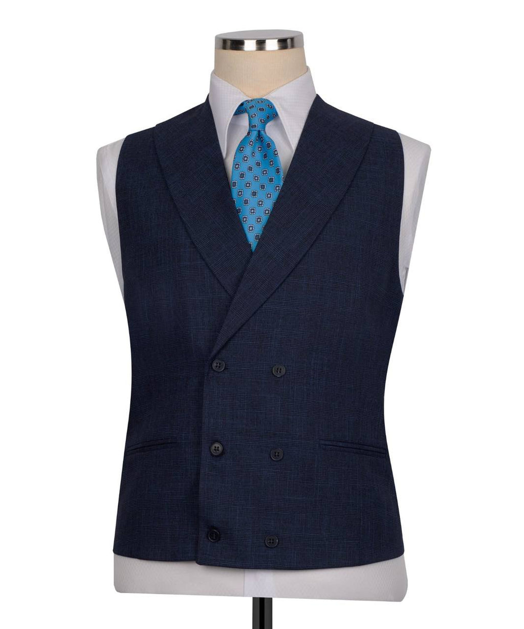 Classic 3-Piece Navy Checkered Suit