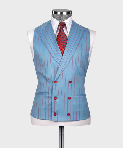 Men's Suit Set, %100 Wool, Striped, Blue