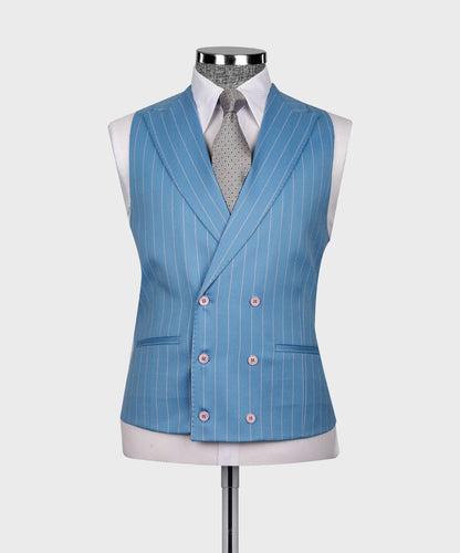 Men's Suit Set, %100 Wool, Striped, Blue