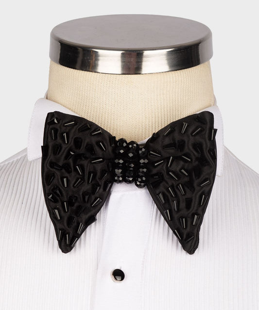 Large Bowtie, Stone Stitched, - Black/Black, RD