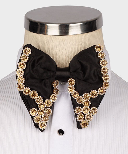 Large Bowtie, Stone Stitched, - Black/Gold, RD