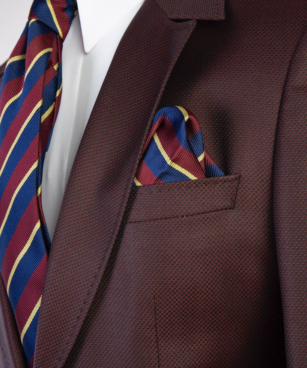 Men's 2 Piece Suit with Buttoned Belt-Burgundy