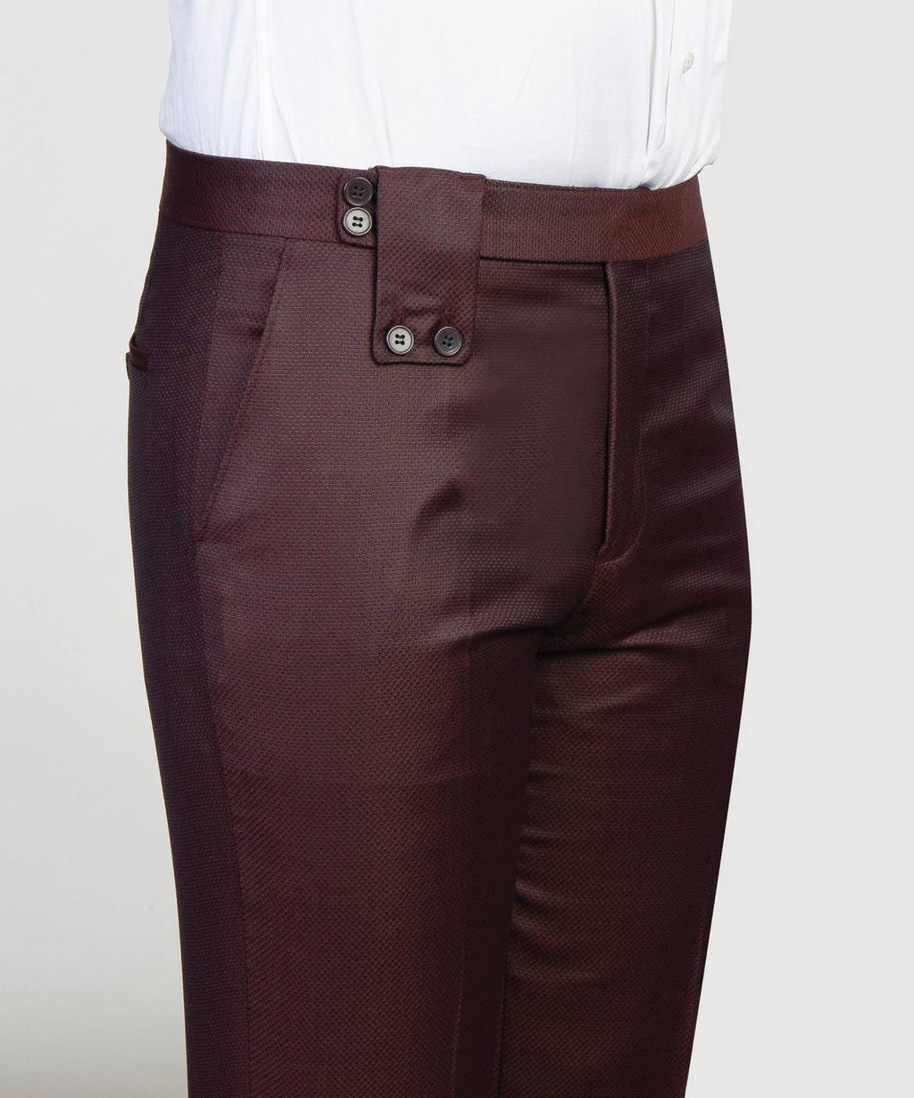Men's 2 Piece Suit with Buttoned Belt-Burgundy