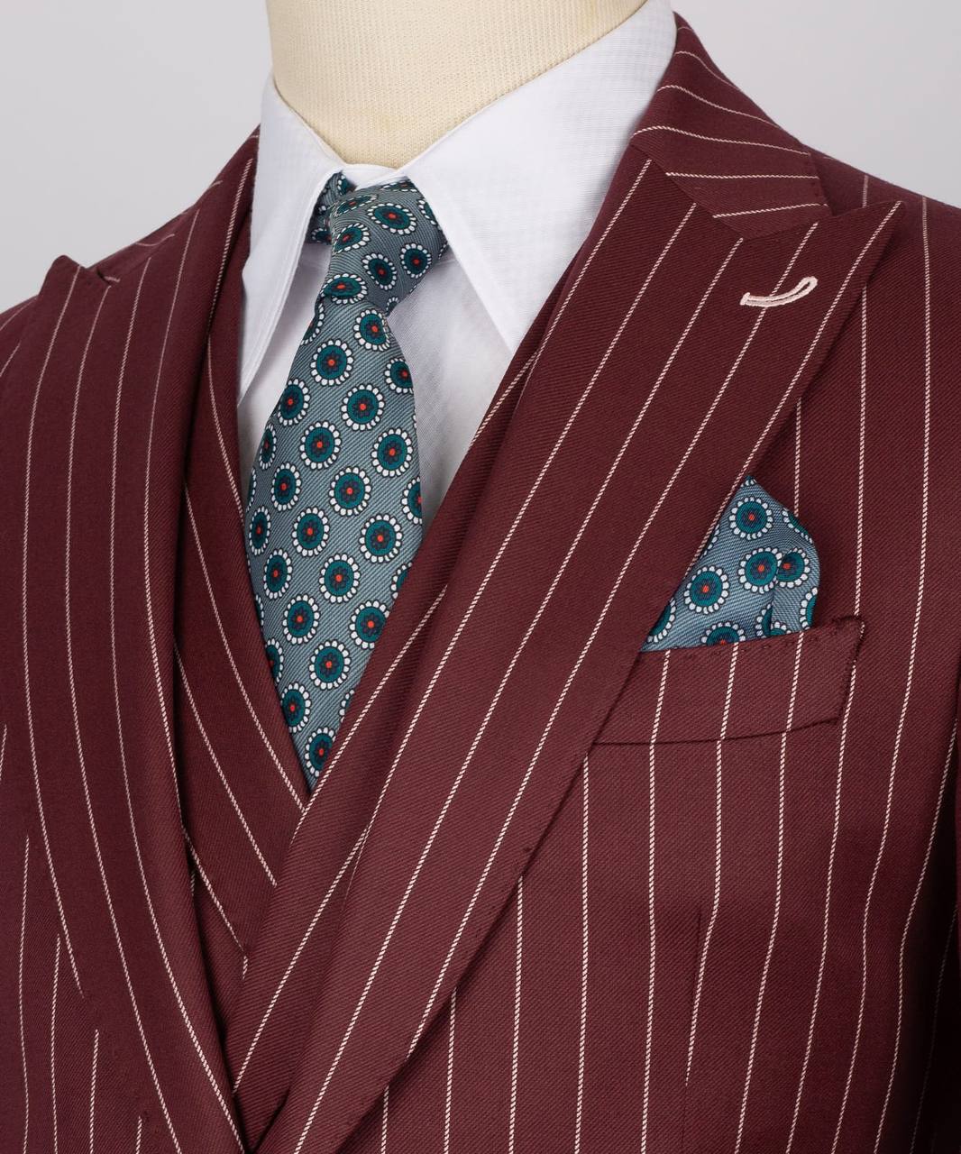 burgundy wool stripe suit