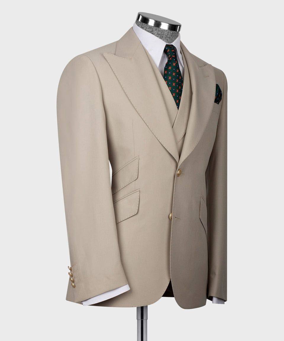 Classic 3-Piece Beige Suit Set for Men