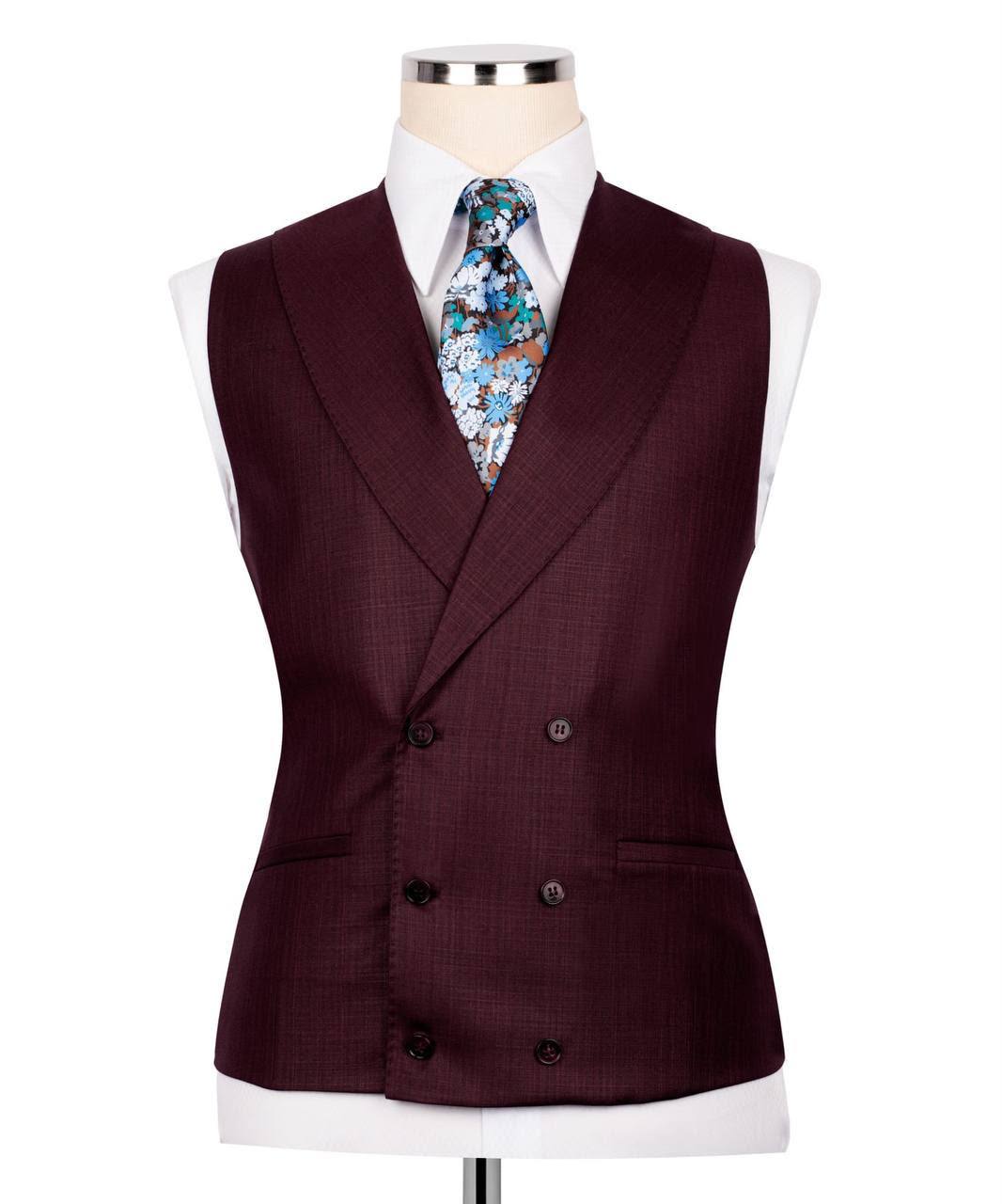 Classic 3-Piece Burgundy Suit Set for Men