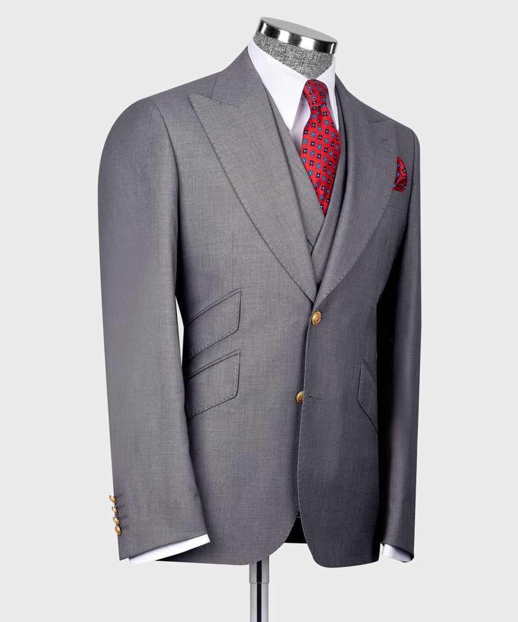 Classic grey 3-piece suit for men with matching waistcoat and trousers by Ferentino.