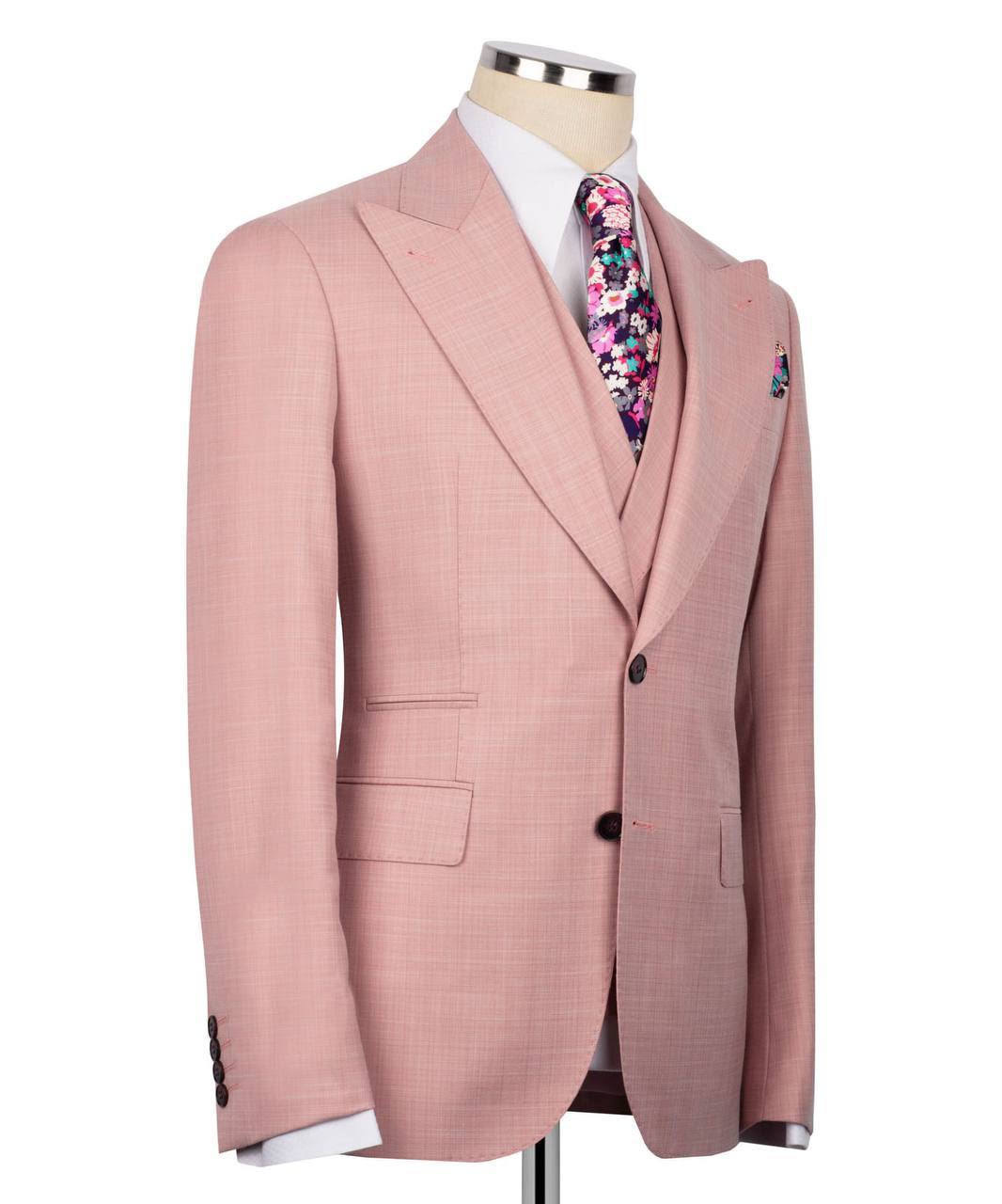 Classic 3-Piece Pink Suit Set for Men
