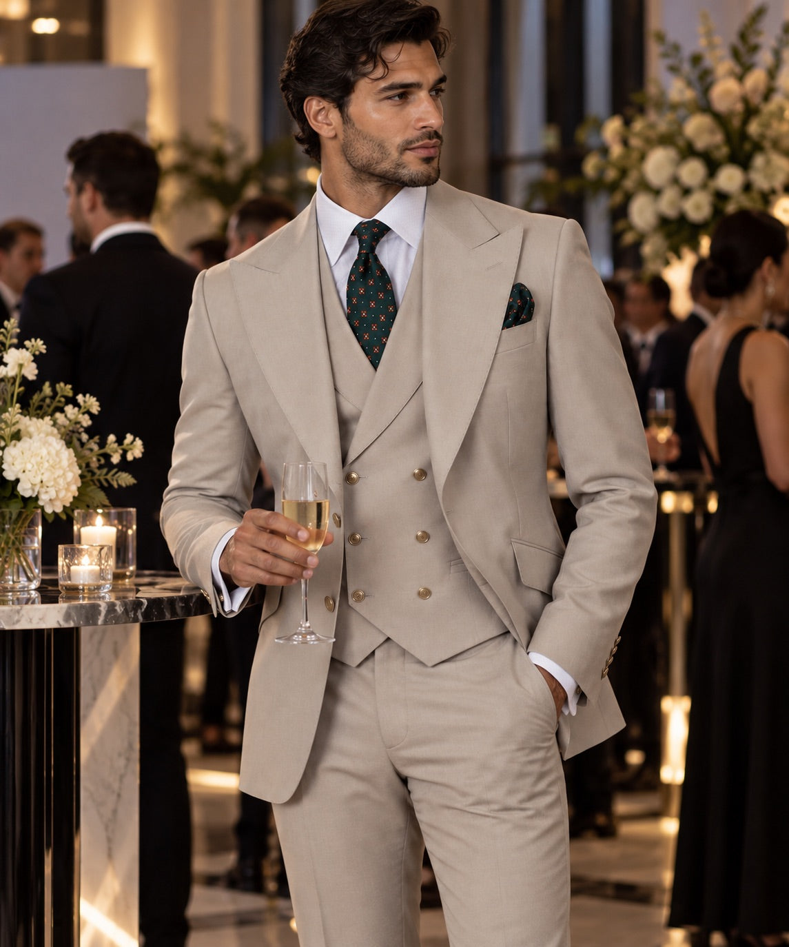 Classic 3-Piece Beige Suit Set for Men