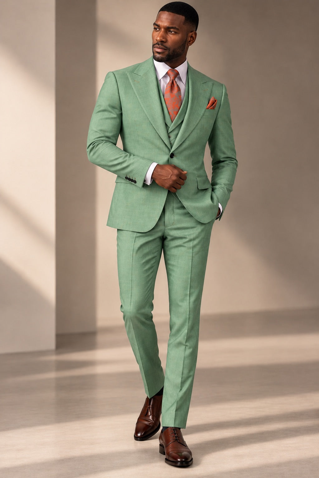 Classic 3-Piece-Light Green- Suit Set for Men