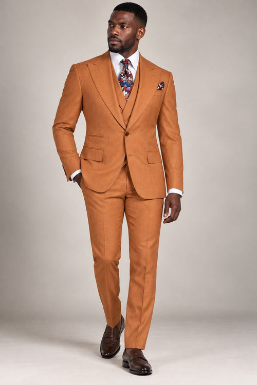 camel brown classic mens suit set 