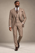 light brown suit set three piece for men
