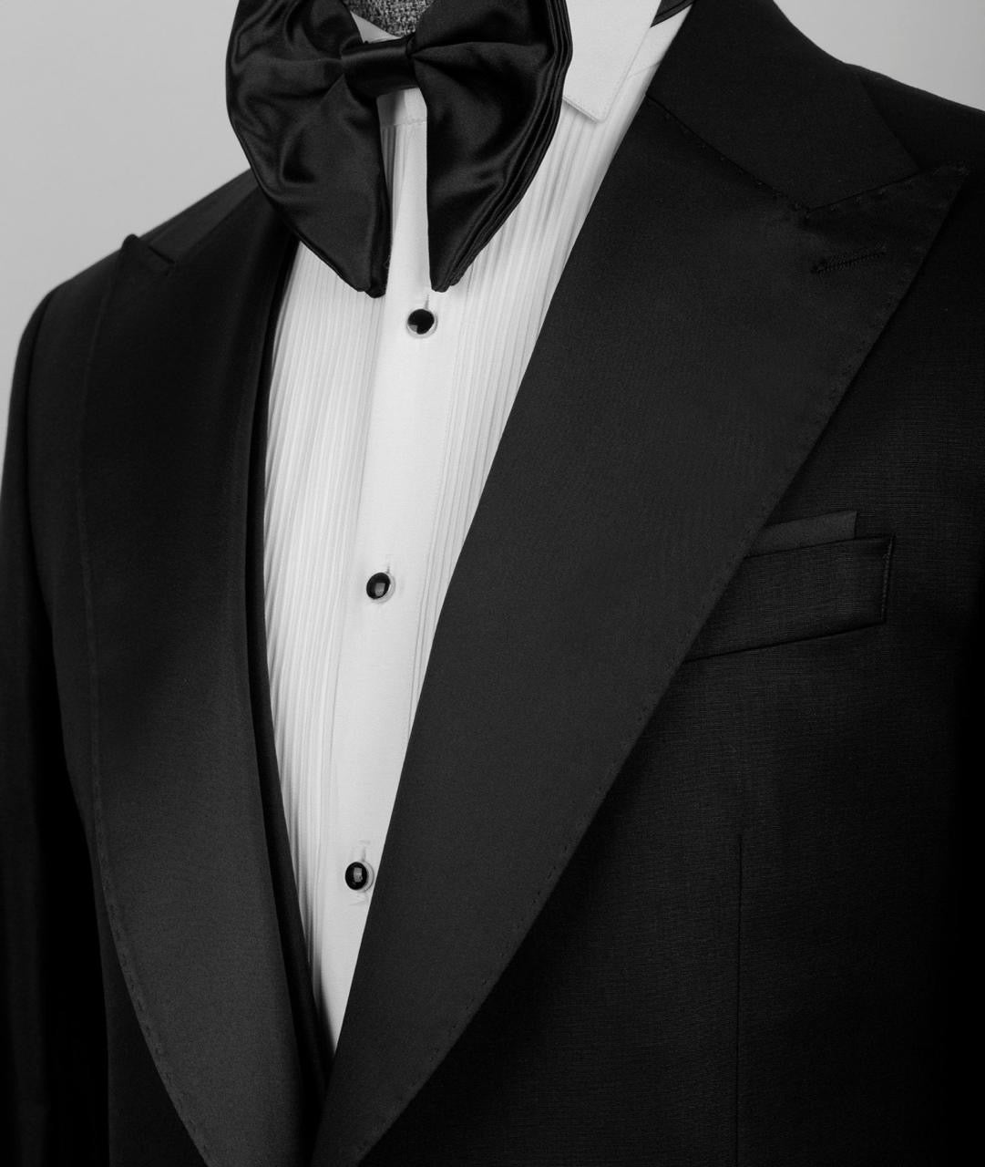 Men's 3 Piece Black-Black Satin Collar Tuxedo