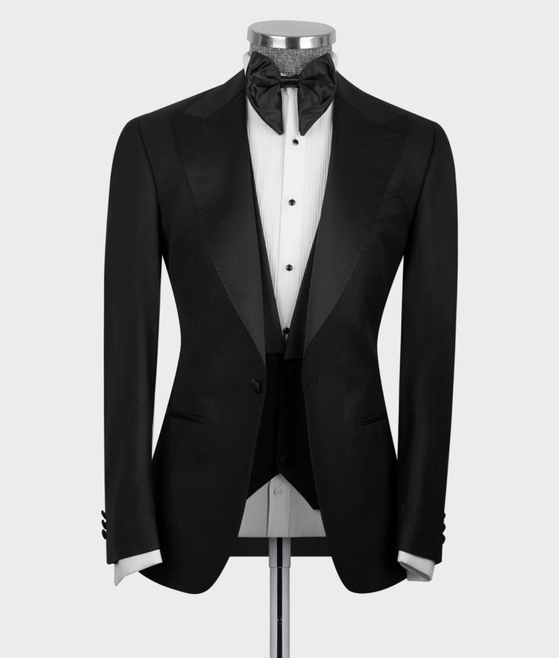 black satin lapel tuxedo for men-3 piece