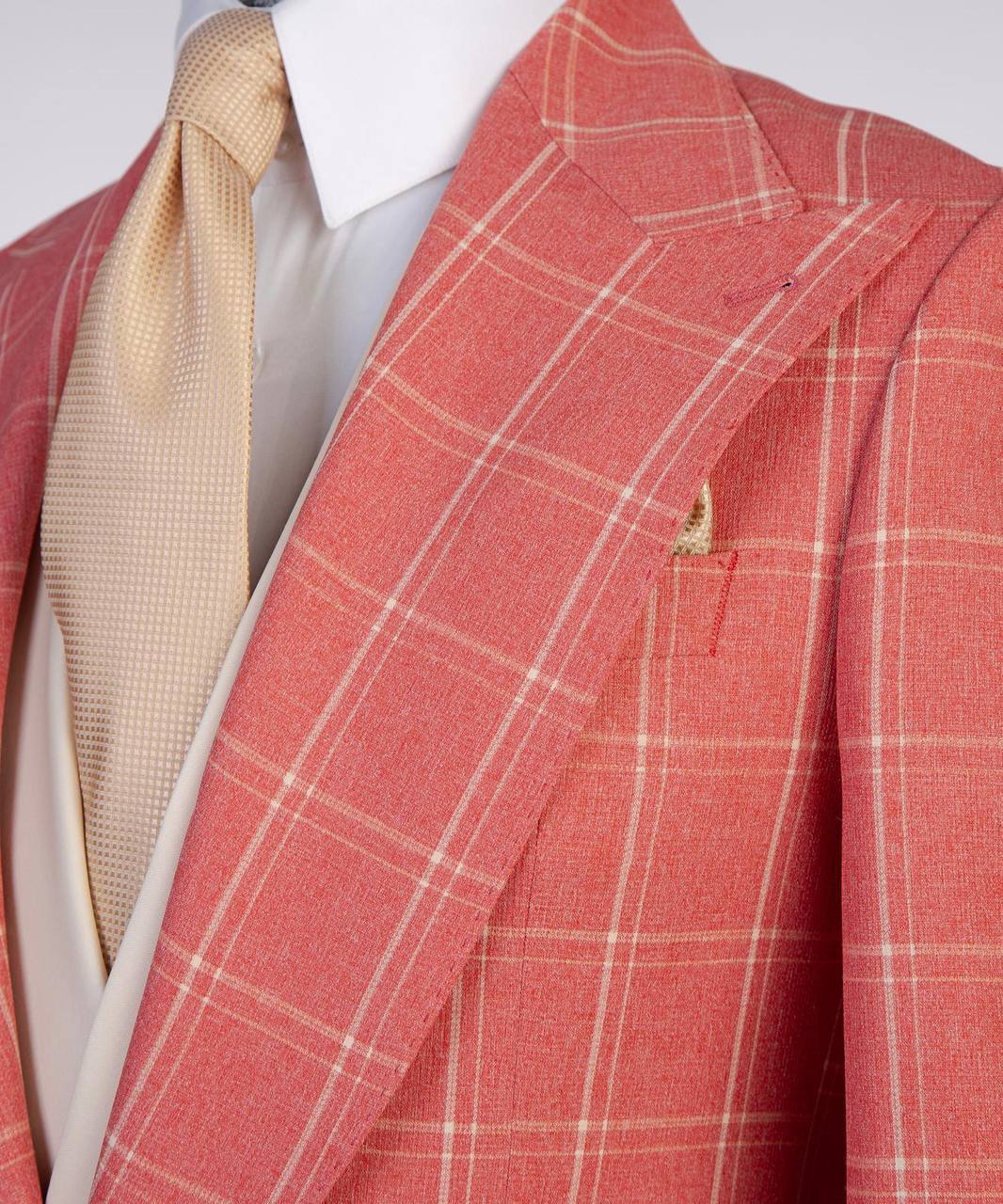 Plaid 3-Piece Suit-Coral