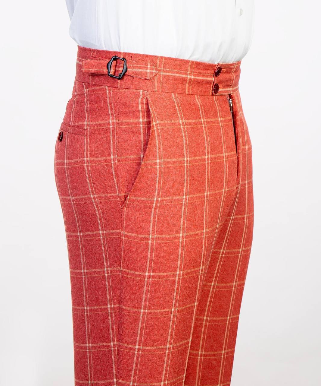 Plaid 3-Piece Suit-Coral