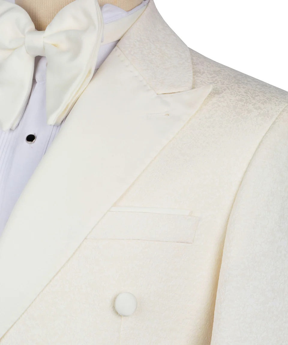 Exclusive Cream Tuxedo Set-Double Breasted Blazer