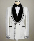 Luxury beaded tuxedo, crystal-embellished suit, men's designer tuxedo, wedding tuxedo set, black and white tuxedo, formal event suit, premium beaded jacket, rhinestone tuxedo, embroidered men's blazer.