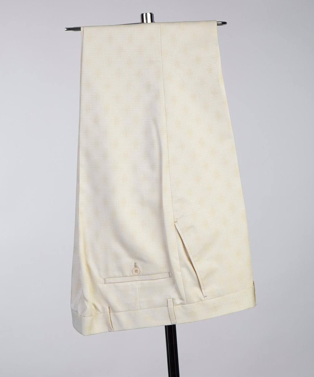 Exclusive Cream Tuxedo with White Satin Cross Lapel