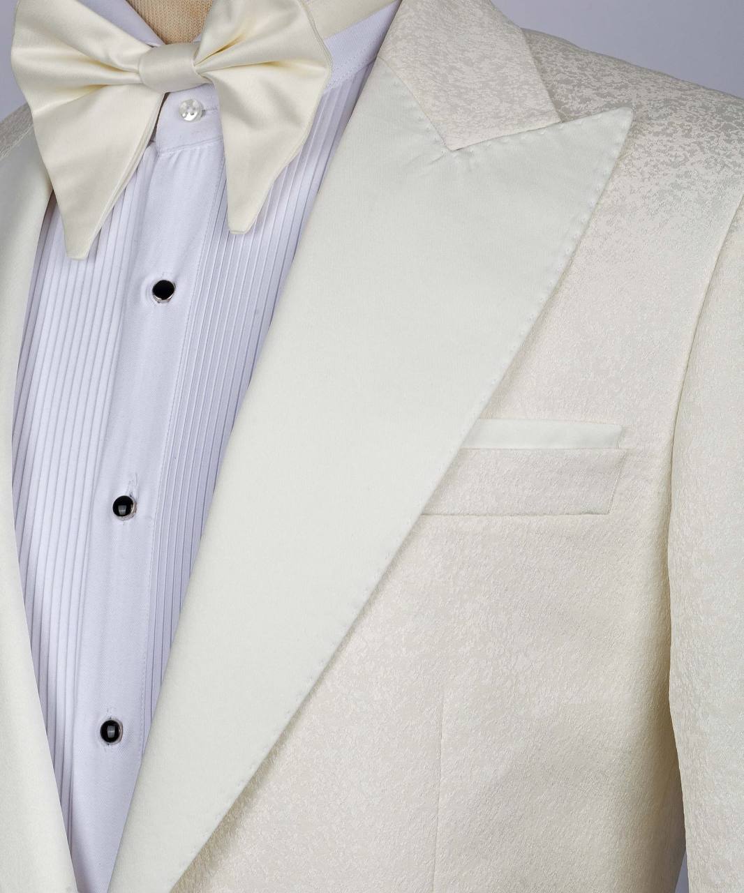 Cream Satin Lapel Tuxedo, 3 Piece