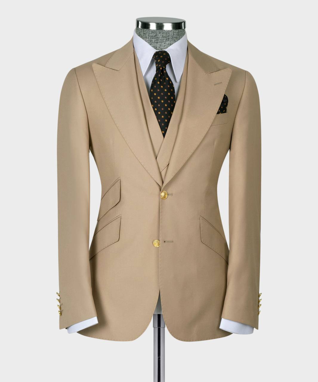 Herren-Anzugset, 100 % Wolle, Beige