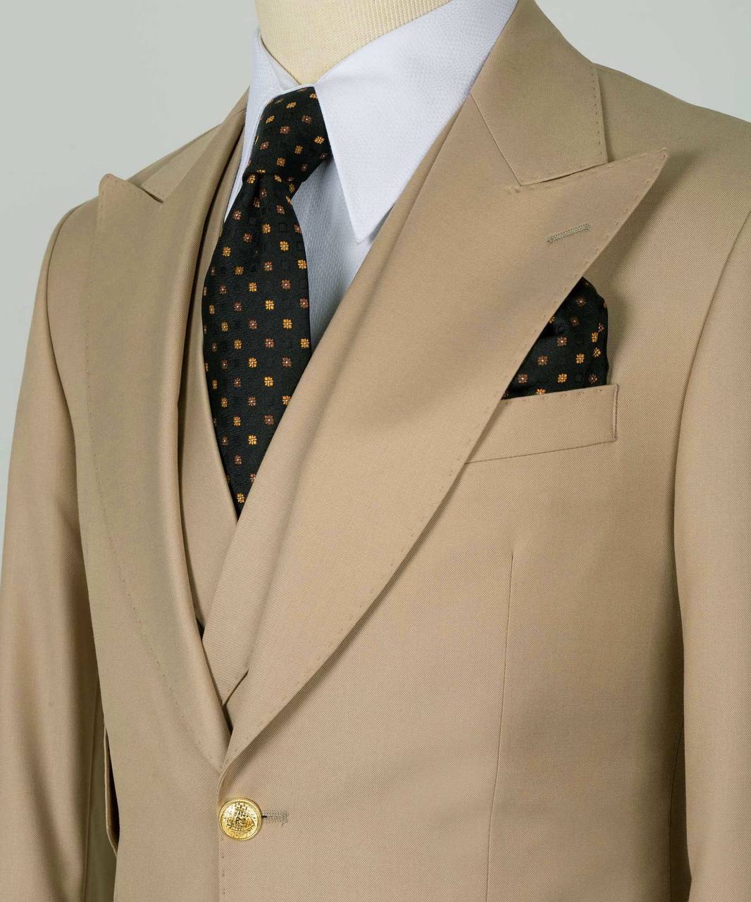 Herren-Anzugset, 100 % Wolle, Beige