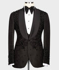 Exclusive Black Tuxedo,3 Piece, Beaded, Stone Stitched