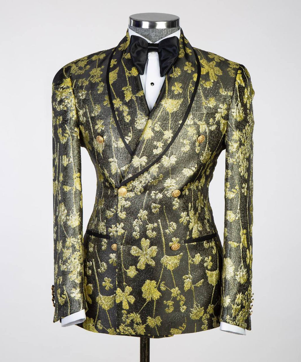 Florales 2-teiliges Smoking-Set Gold-Schwarz