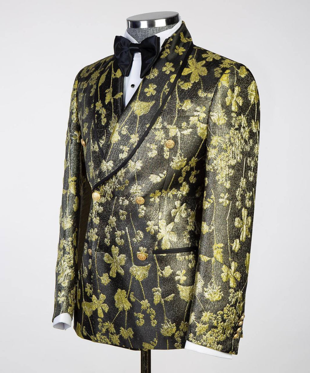Florales 2-teiliges Smoking-Set Gold-Schwarz