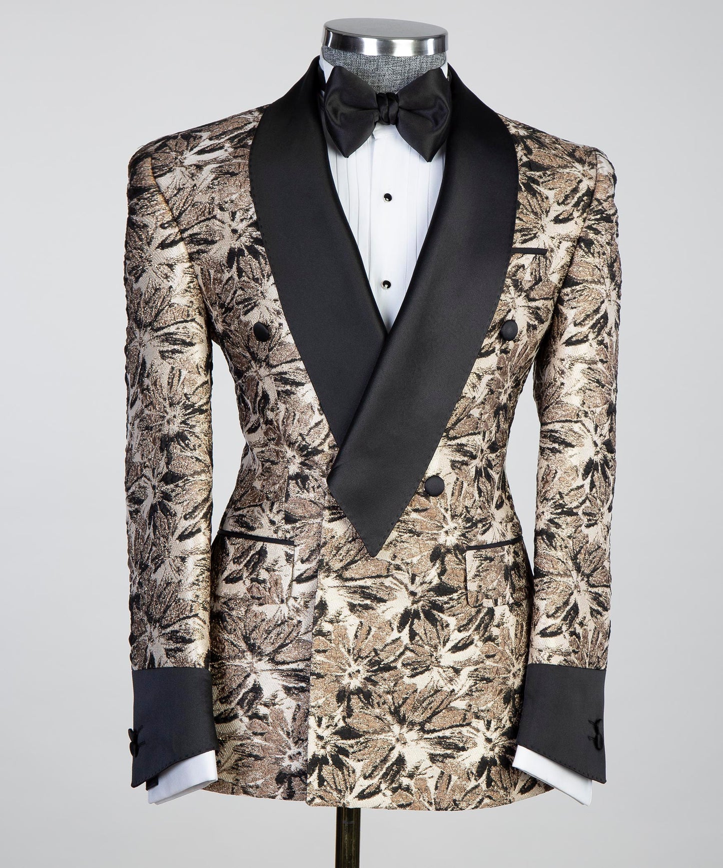 Belted Tuxedo 3 Piece Black and Gold