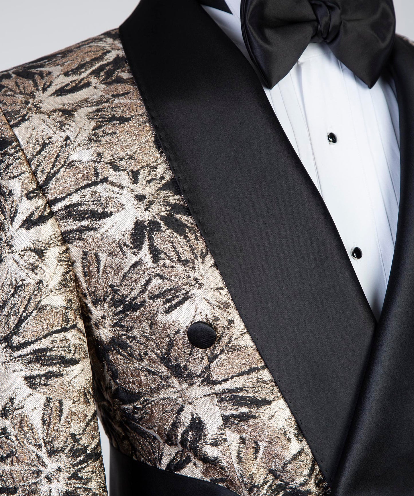 Belted Tuxedo 3 Piece Black and Gold