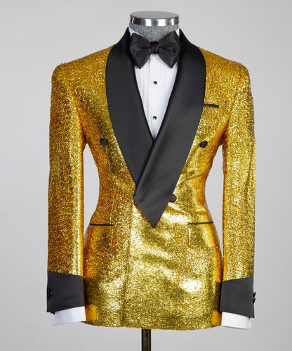Belted Gold Tuxedo with Black Collar