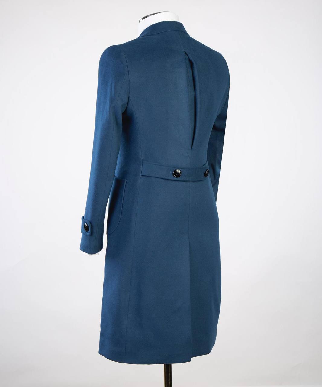 Blue Wool Overcoat for Men-Double-Breasted
