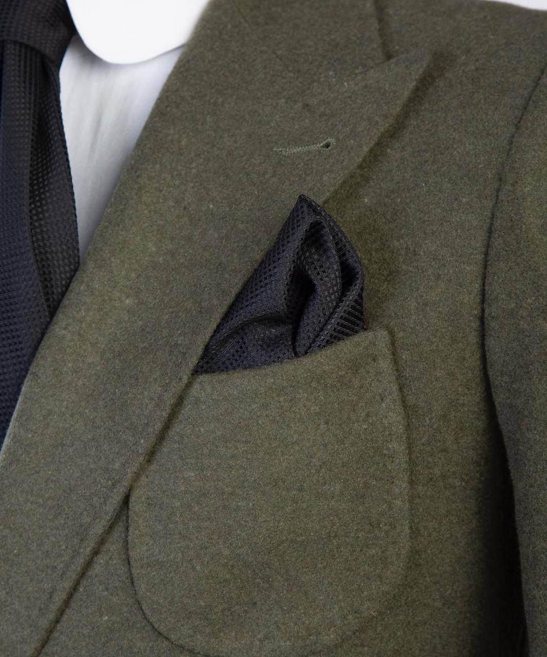 Green Wool Overcoat for Men-Double-Breasted