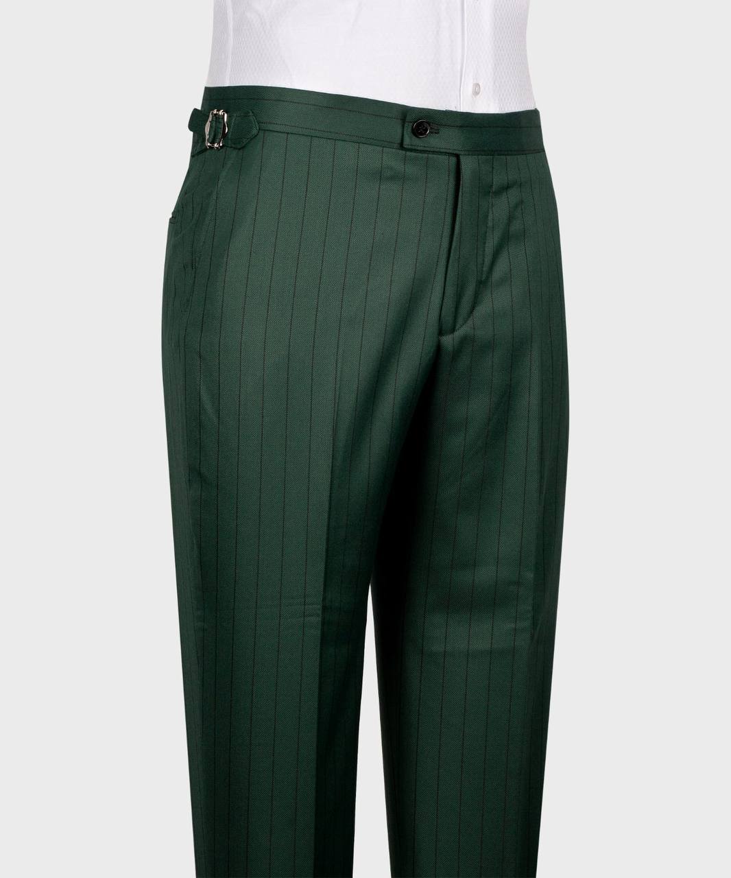 Herren Anzug-Set, 100% Wolle, Gestreift, Grün