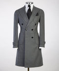 Grey Wool Overcoat for Men-Double-Breasted