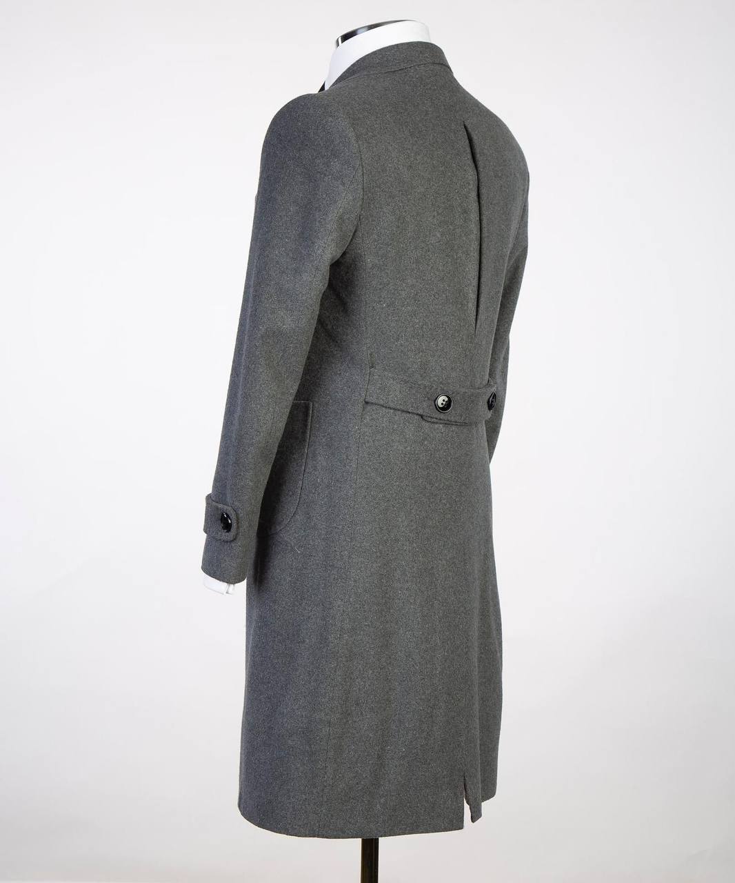 Grey Wool Overcoat for Men-Double-Breasted