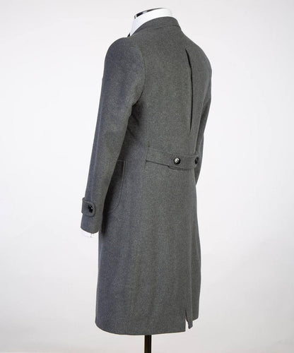 Grey Wool Overcoat for Men-Double-Breasted