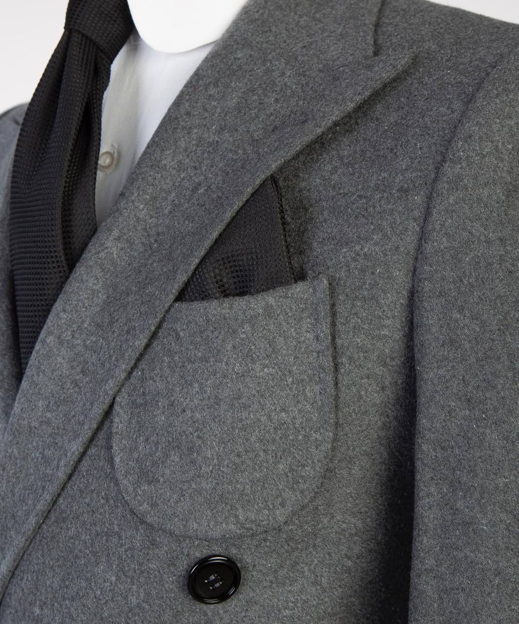 Grey Wool Overcoat for Men-Double-Breasted