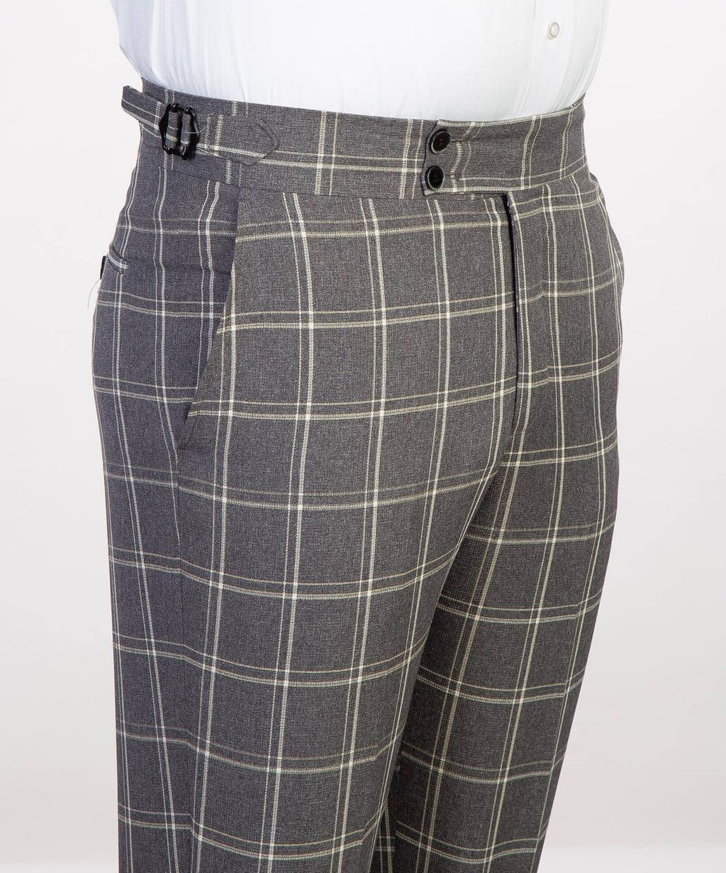 Plaid 3-Piece Suit-Grey