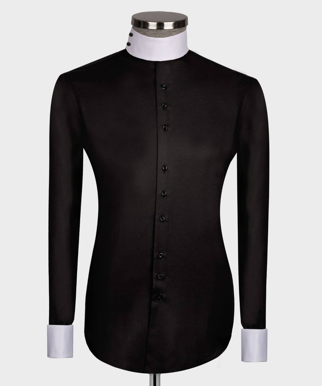High Collar Shirt Black and White