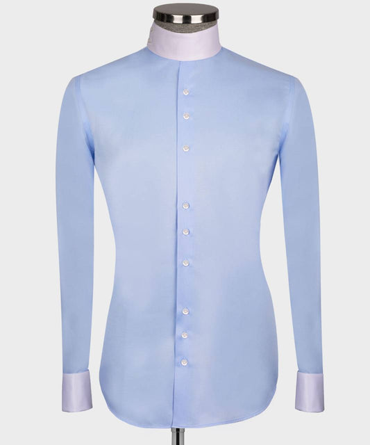 High Collar Shirt Blue and White