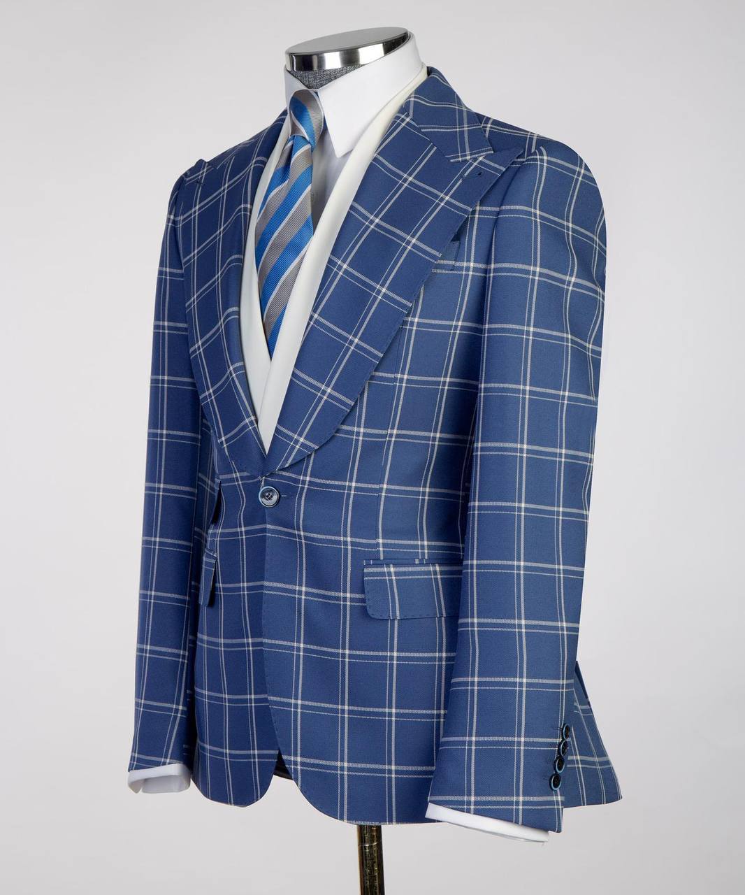 Plaid 3-Piece Suit-Blue