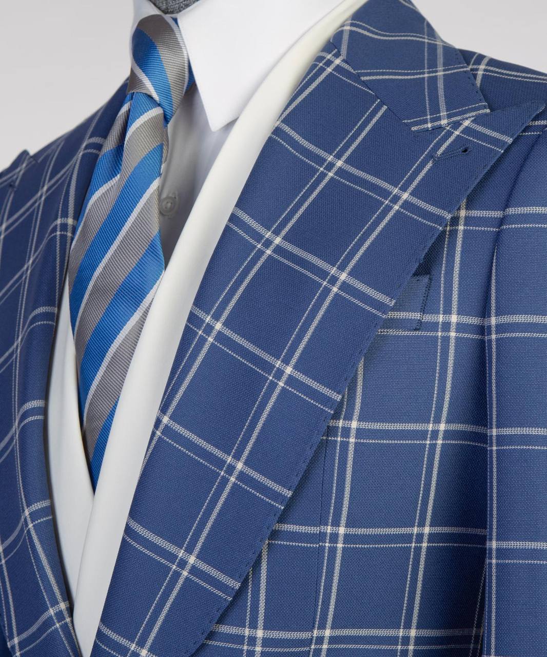 Plaid 3-Piece Suit-Blue